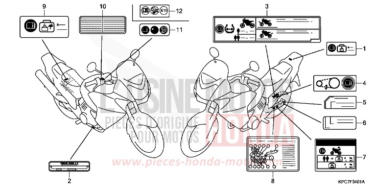 WARNETIKETT (XL125VA/B) von Varadero 125 PEARL SIENA RED (R320) von 2011